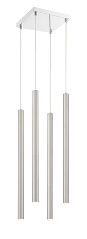 Forest 4 Light 9.5" Pendant, 24" Tall in Brushed Nickel