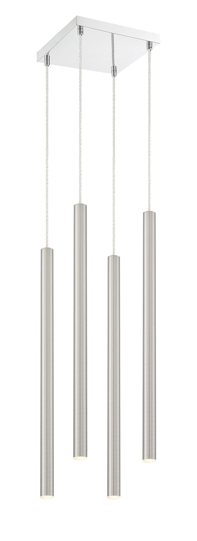 Forest 4 Light 9.5" Pendant, 24" Tall in Brushed Nickel
