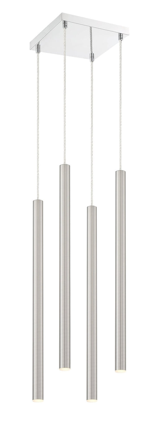 Forest 4 Light 9.5" Pendant, 24" Tall in Brushed Nickel