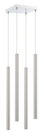 Forest 4 Light 9.5" Pendant, 24" Tall in Brushed Nickel
