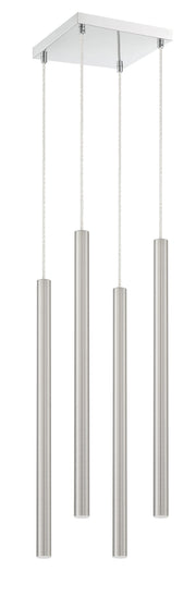 Forest 4 Light 9.5" Pendant, 24" Tall in Brushed Nickel