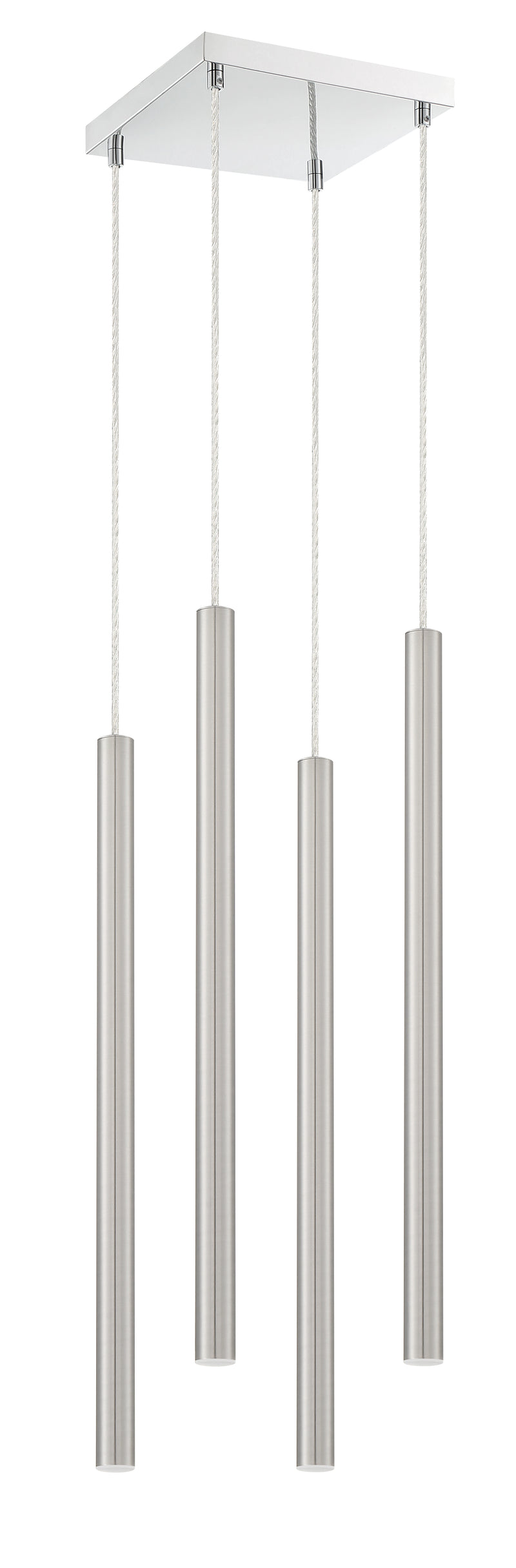 Forest 4 Light 9.5" Pendant, 24" Tall in Brushed Nickel