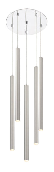 Forest 5 Light 13.5" Pendant, 24" Tall in Brushed Nickel