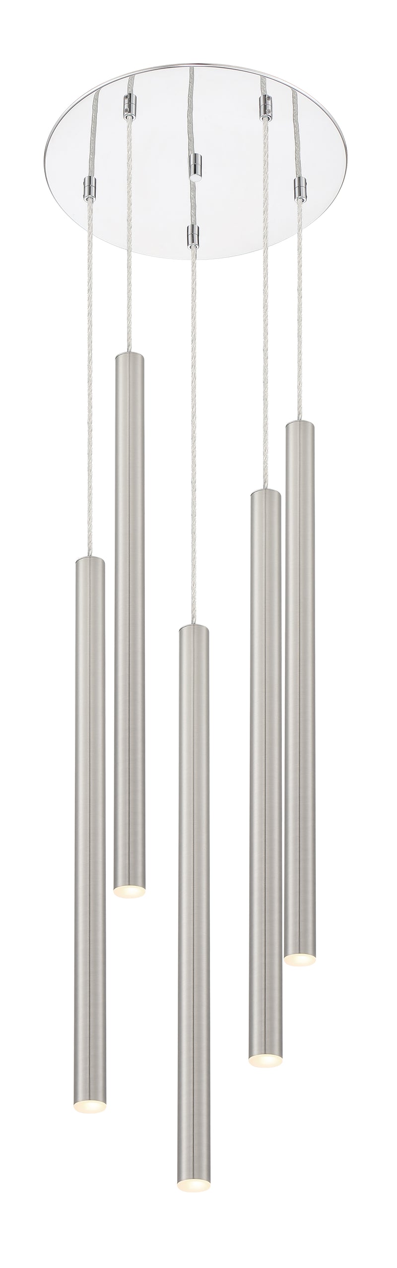 Forest 5 Light 13.5" Pendant, 24" Tall in Brushed Nickel