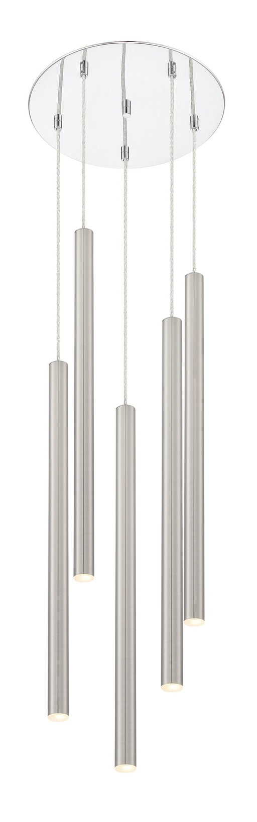 Forest 5 Light 13.5" Pendant, 24" Tall in Brushed Nickel