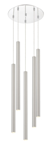 Forest 5 Light 13.5" Pendant, 24" Tall in Brushed Nickel