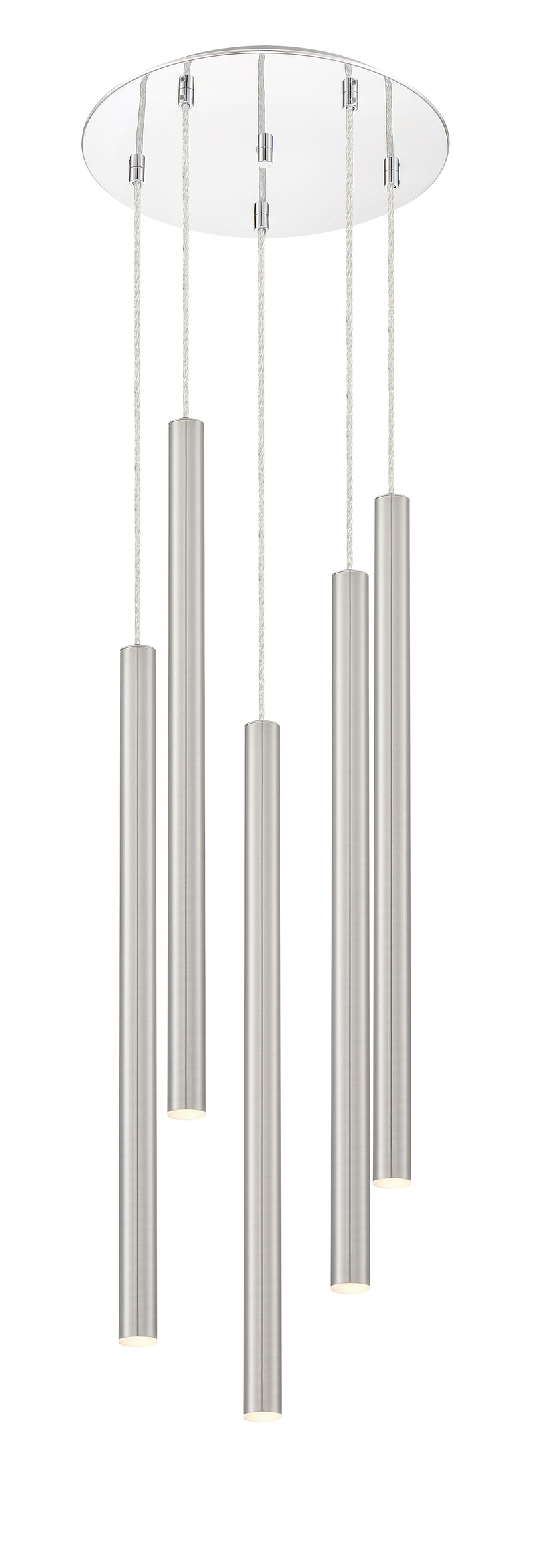 Forest 5 Light 13.5" Pendant, 24" Tall in Brushed Nickel