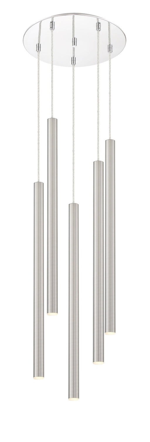 Forest 5 Light 13.5" Pendant, 24" Tall in Brushed Nickel