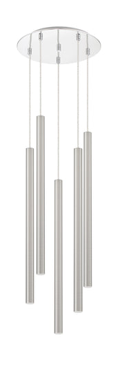Forest 5 Light 13.5" Pendant, 24" Tall in Brushed Nickel