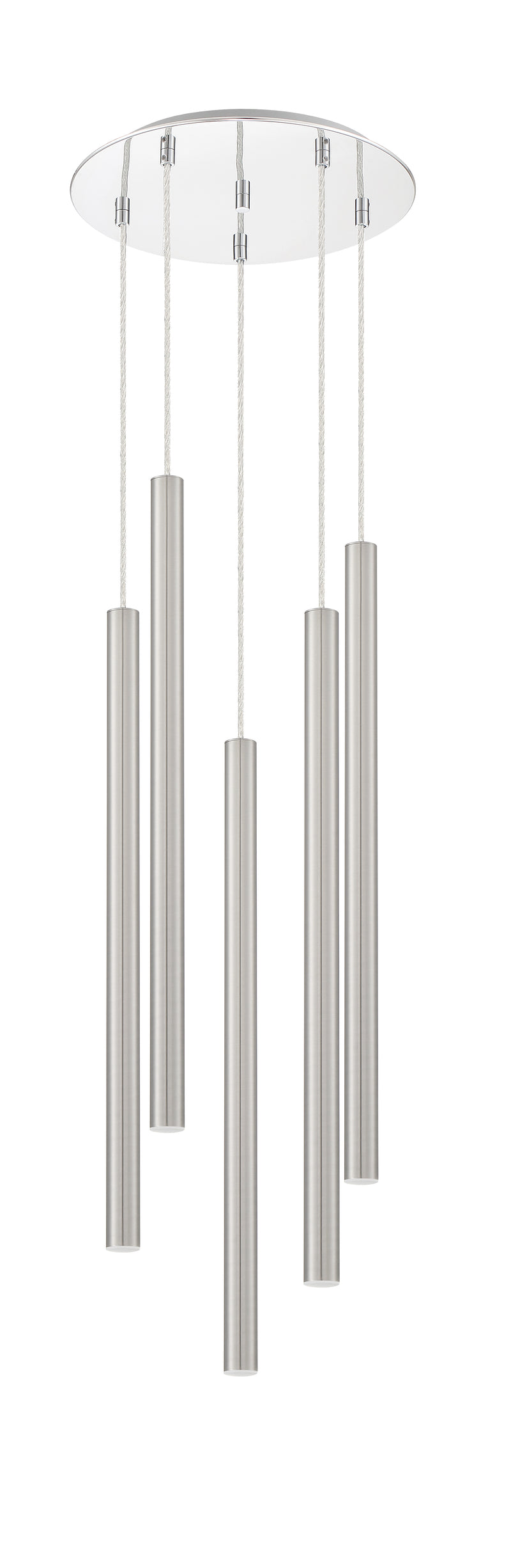 Forest 5 Light 13.5" Pendant, 24" Tall in Brushed Nickel