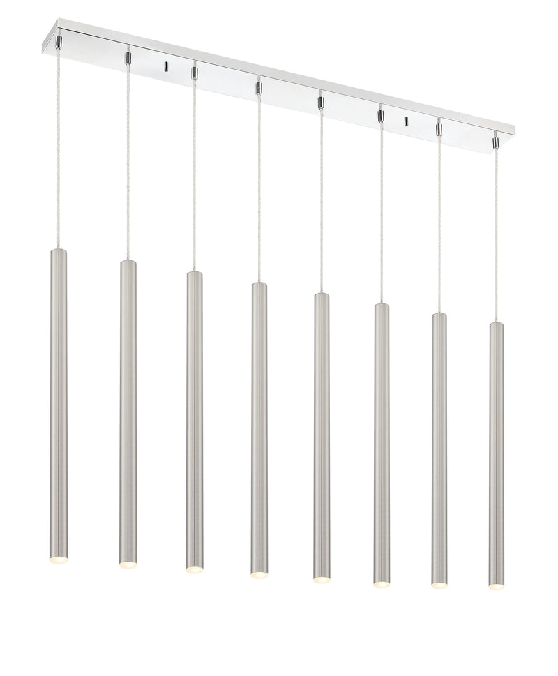 Forest 8 Light 44.25" Linear Pendant, 24" Tall in Brushed Nickel