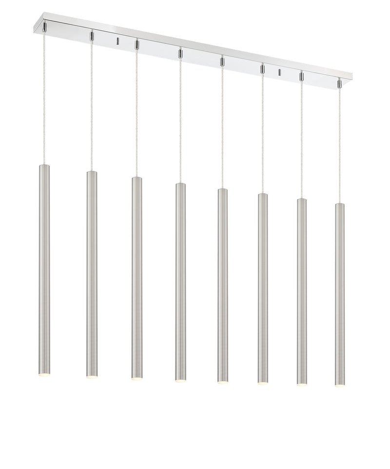 Forest 8 Light 44.25" Linear Pendant, 24" Tall in Brushed Nickel