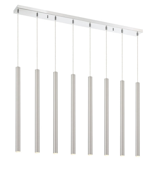 Forest 8 Light 44.25" Linear Pendant, 24" Tall in Brushed Nickel