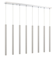 Forest 8 Light 44.25" Linear Pendant, 24" Tall in Brushed Nickel