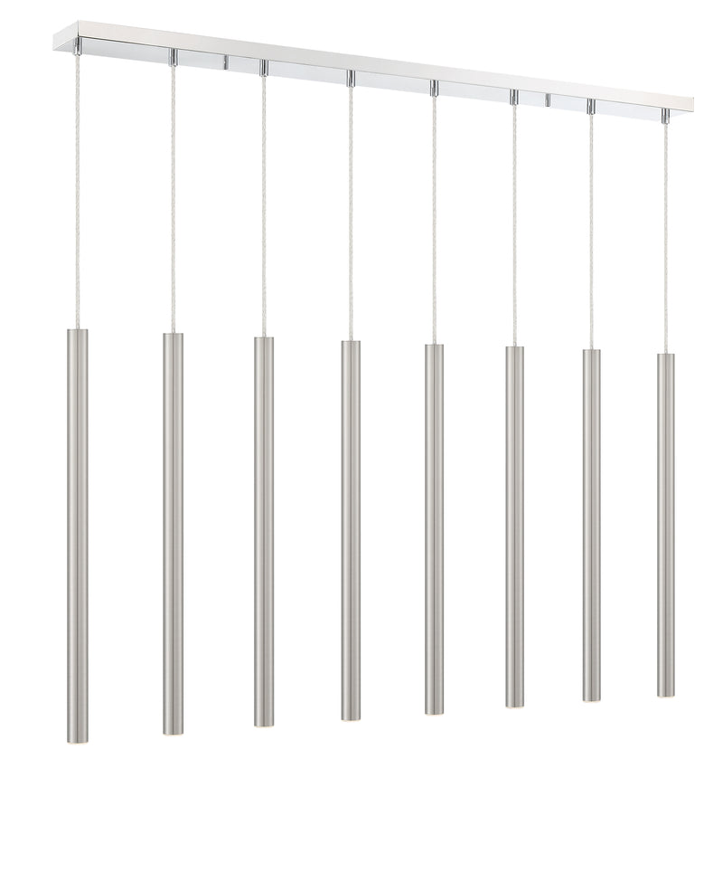Forest 8 Light 44.25" Linear Pendant, 24" Tall in Brushed Nickel