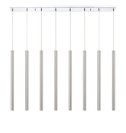 Forest 8 Light 44.25" Linear Pendant, 24" Tall in Brushed Nickel