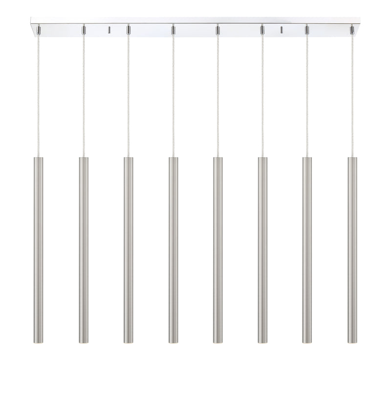 Forest 8 Light 44.25" Linear Pendant, 24" Tall in Brushed Nickel