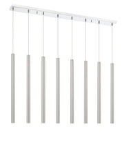 Forest 8 Light 44.25" Linear Pendant, 24" Tall in Brushed Nickel