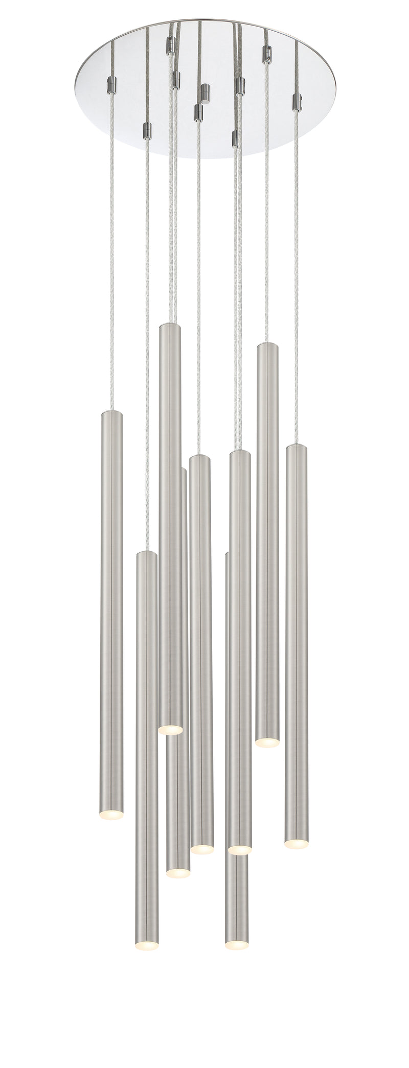 Forest 9 Light 16" Pendant, 24" Tall in Brushed Nickel