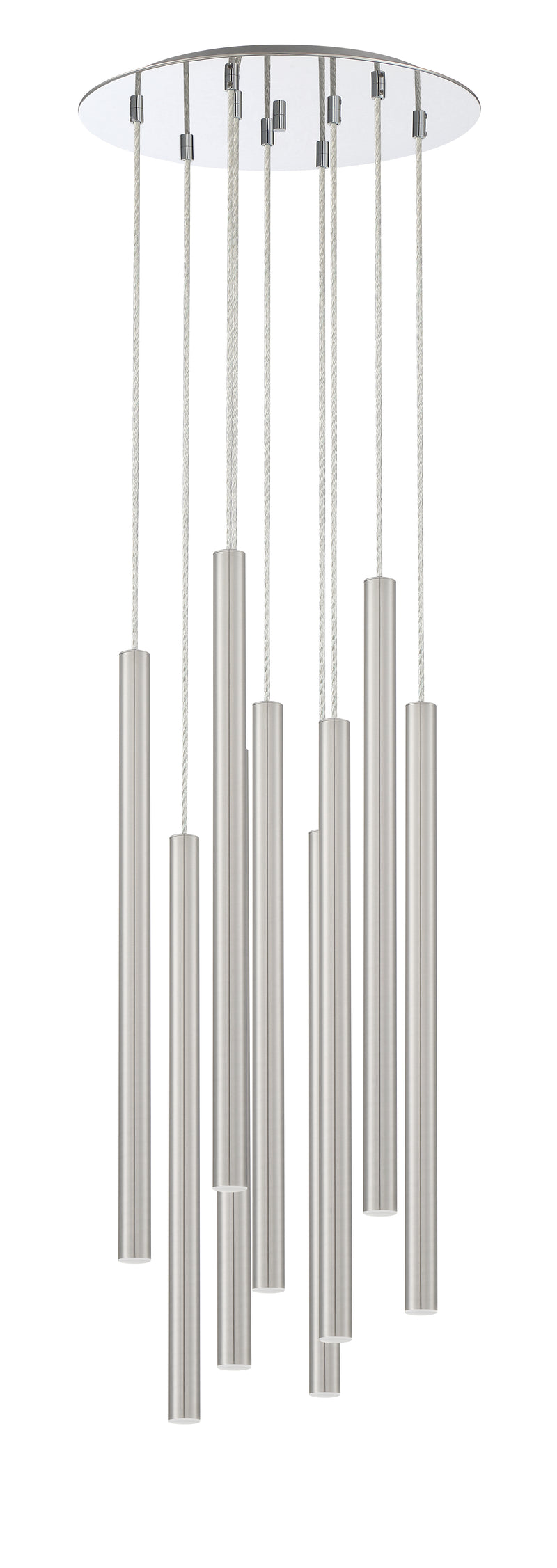 Forest 9 Light 16" Pendant, 24" Tall in Brushed Nickel