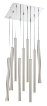 Forest 9 Light 14" Pendant, 24" Tall in Brushed Nickel