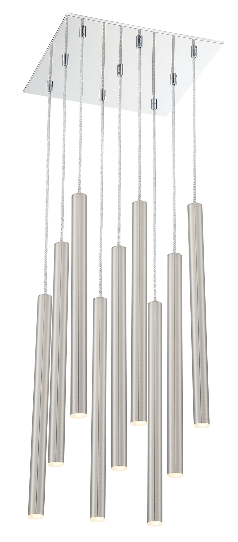 Forest 9 Light 14" Pendant, 24" Tall in Brushed Nickel