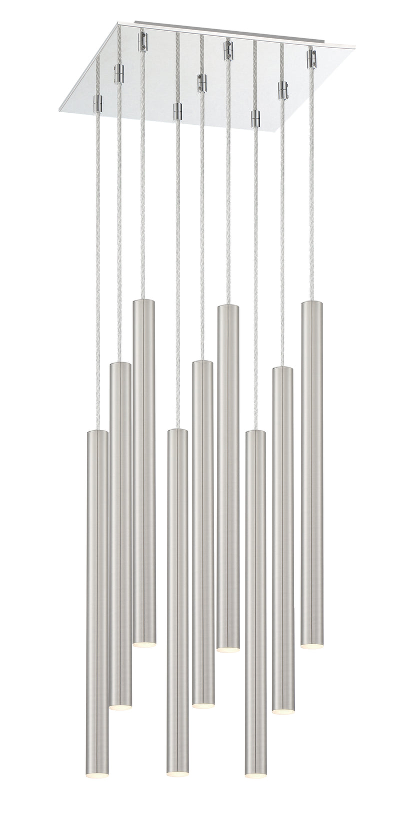 Forest 9 Light 14" Pendant, 24" Tall in Brushed Nickel