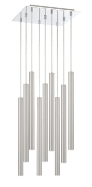 Forest 9 Light 14" Pendant, 24" Tall in Brushed Nickel