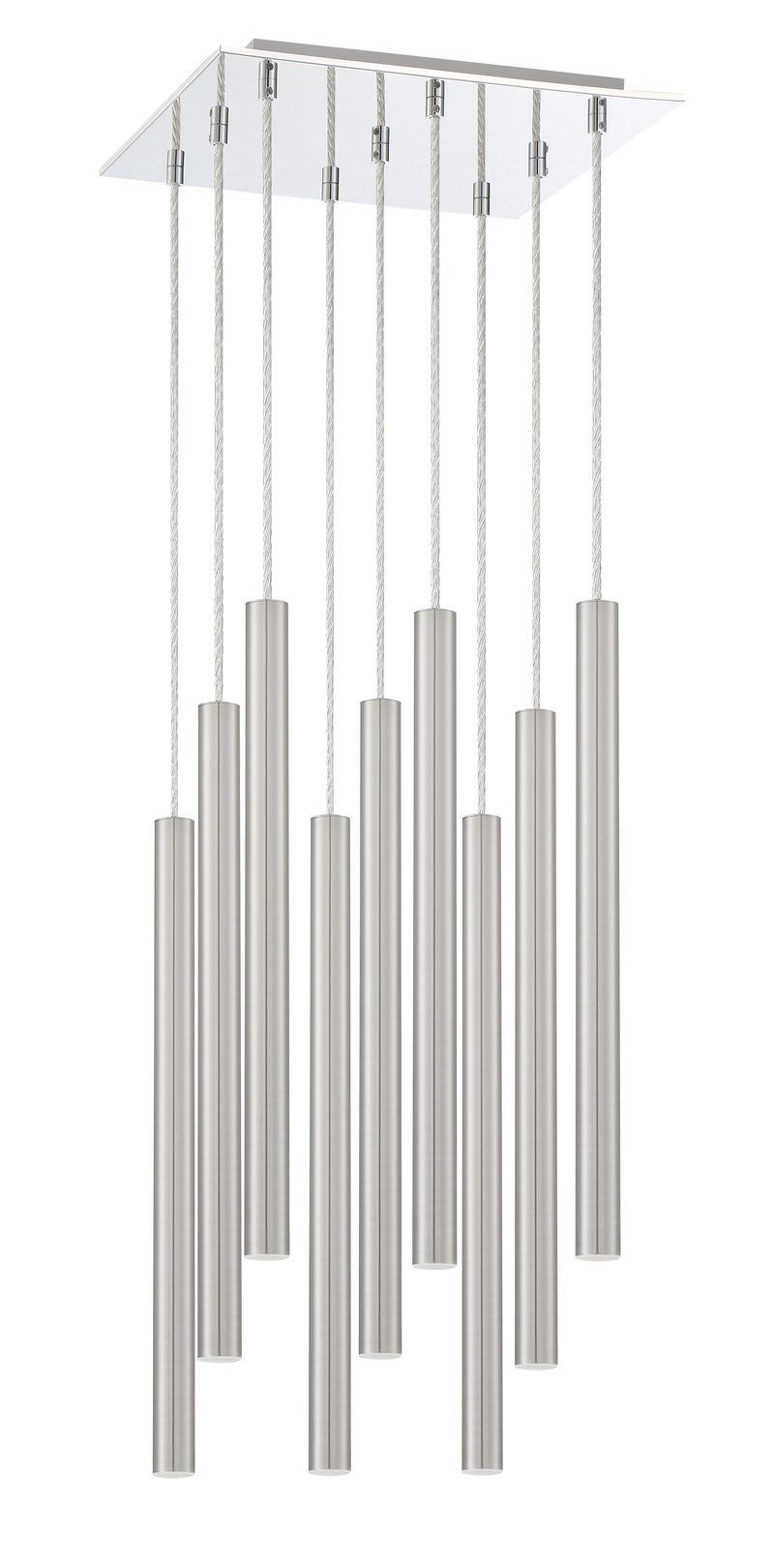 Forest 9 Light 14" Pendant, 24" Tall in Brushed Nickel