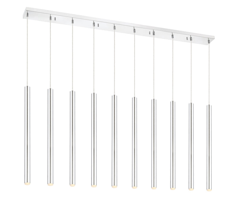 Forest 10 Light 56.5" Linear Pendant, 24" Tall in Chrome