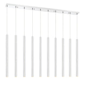 Forest 10 Light 56.5" Linear Pendant, 24" Tall in Chrome