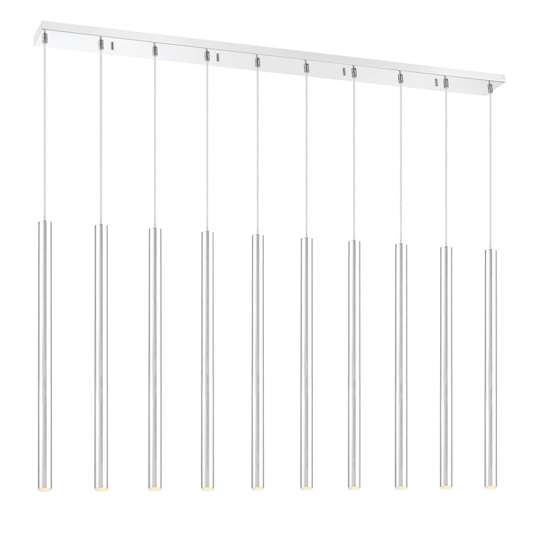 Forest 10 Light 56.5" Linear Pendant, 24" Tall in Chrome