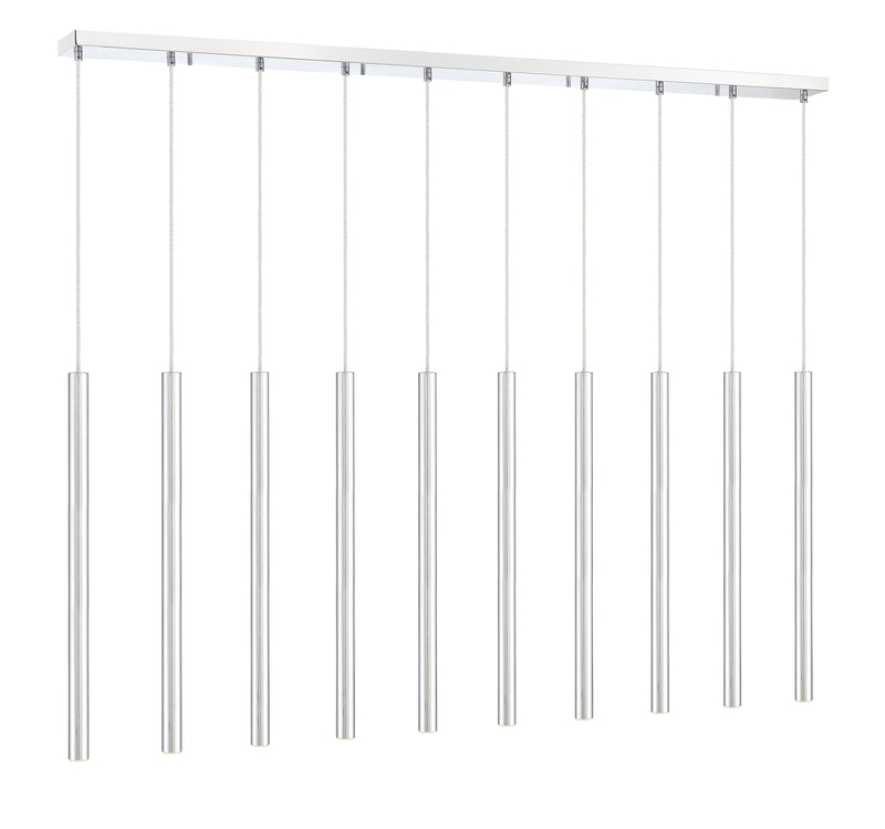 Forest 10 Light 56.5" Linear Pendant, 24" Tall in Chrome