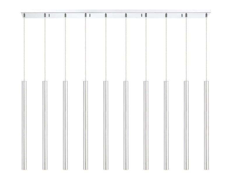 Forest 10 Light 56.5" Linear Pendant, 24" Tall in Chrome
