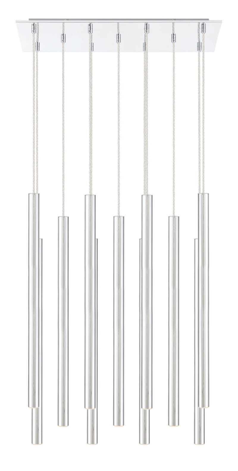 Forest 11 Light 9.75" Pendant, 24" Tall in Chrome