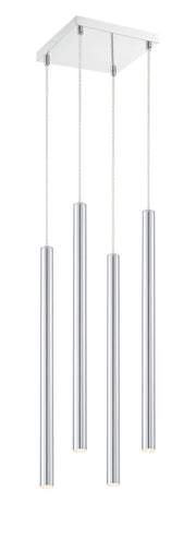 Forest 4 Light 9.5" Pendant, 24" Tall in Chrome