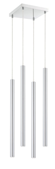 Forest 4 Light 9.5" Pendant, 24" Tall in Chrome