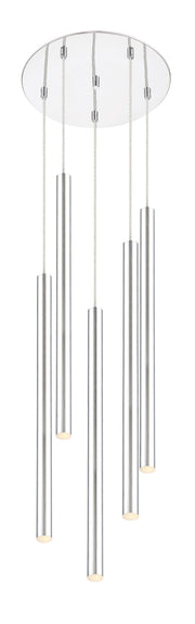 Forest 5 Light 13.5" Pendant, 24" Tall in Chrome