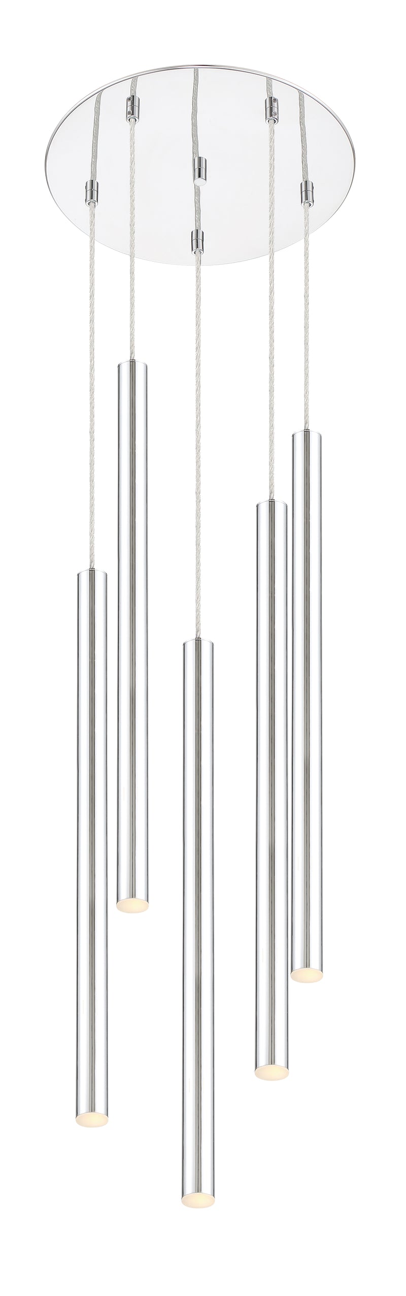Forest 5 Light 13.5" Pendant, 24" Tall in Chrome