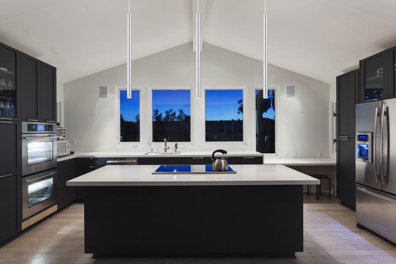 Forest 1 Light 4.75" Pendant, 917 Series, 24" Tall in Chrome in a room setting