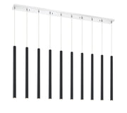 Forest 10 Light 56.5" Linear Pendant, 24" Tall in Matte Black