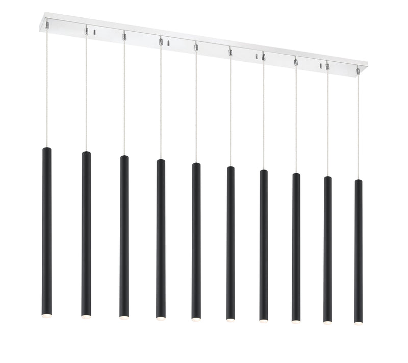 Forest 10 Light 56.5" Linear Pendant, 24" Tall in Matte Black