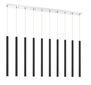 Forest 10 Light 56.5" Linear Pendant, 24" Tall in Matte Black
