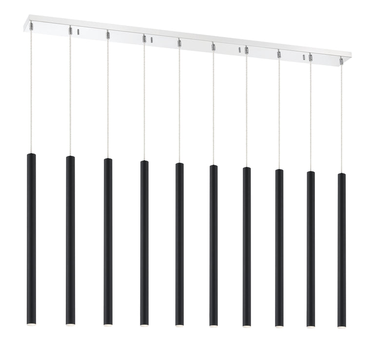 Forest 10 Light 56.5" Linear Pendant, 24" Tall in Matte Black