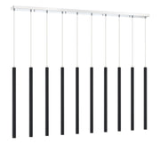 Forest 10 Light 56.5" Linear Pendant, 24" Tall in Matte Black