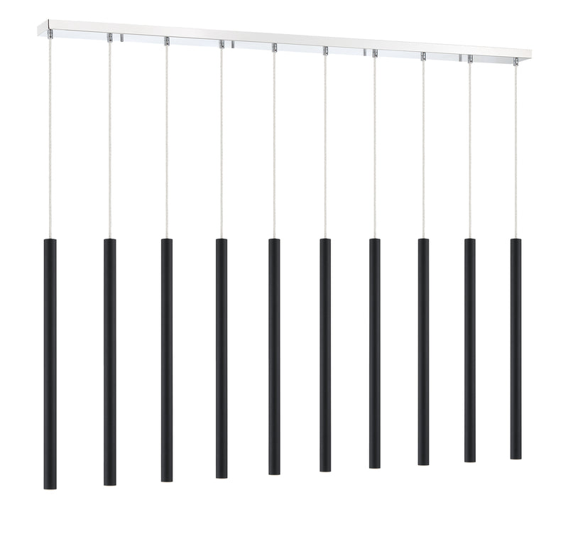 Forest 10 Light 56.5" Linear Pendant, 24" Tall in Matte Black