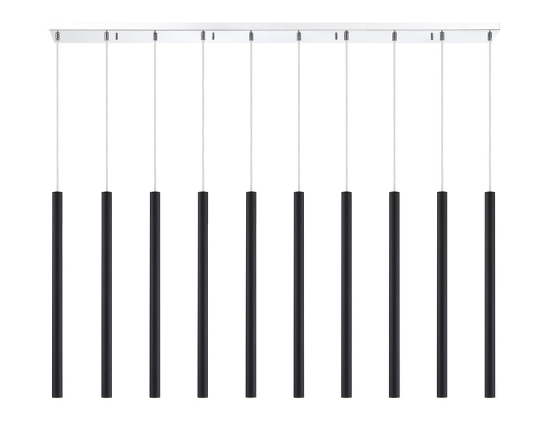 Forest 10 Light 56.5" Linear Pendant, 24" Tall in Matte Black