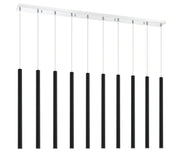 Forest 10 Light 56.5" Linear Pendant, 24" Tall in Matte Black