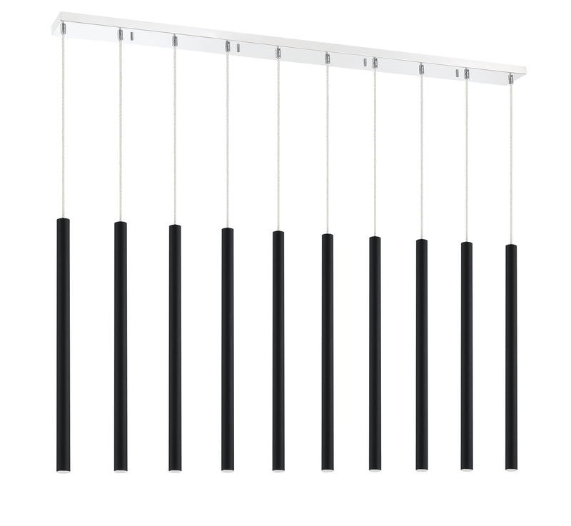 Forest 10 Light 56.5" Linear Pendant, 24" Tall in Matte Black