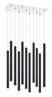 Forest 11 Light 9.75" Pendant, 24" Tall in Matte Black
